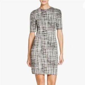 Theory Rijik B Configure Stretch Knit Sheath Dress Black‎ Crosshatch SIZE 8